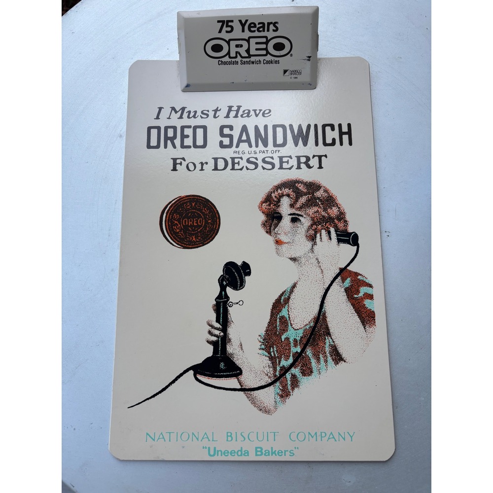 Vintage‎ 1986 Oreo 75th Anniversary Metal Clipboard Nabisco Uneeda Bakers Retro
